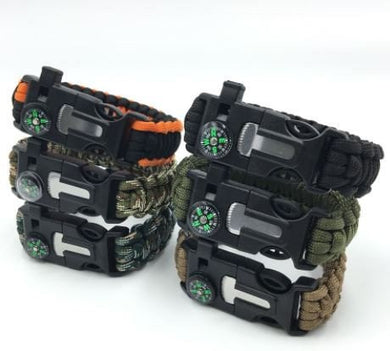 Paracord Bracelet with Compass and Fire Starter